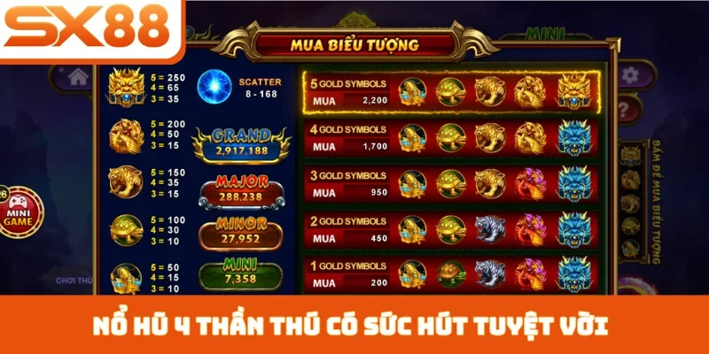 Nổ Hũ 4 Thần Thú SX88 - Huyền Thoại Slot Game Châu Á - Kivex